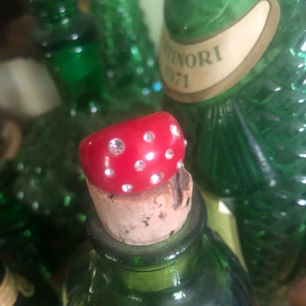 Vintage RED Lucite Rhinestone Bubble Ring